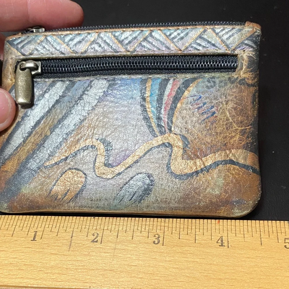 Vintage Sova Multicolor Leather credit card Wallet with ID Window
